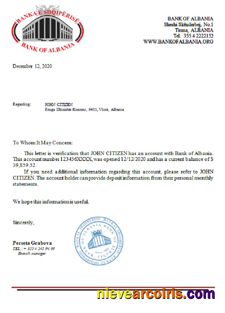 Albania bank of Albania reference