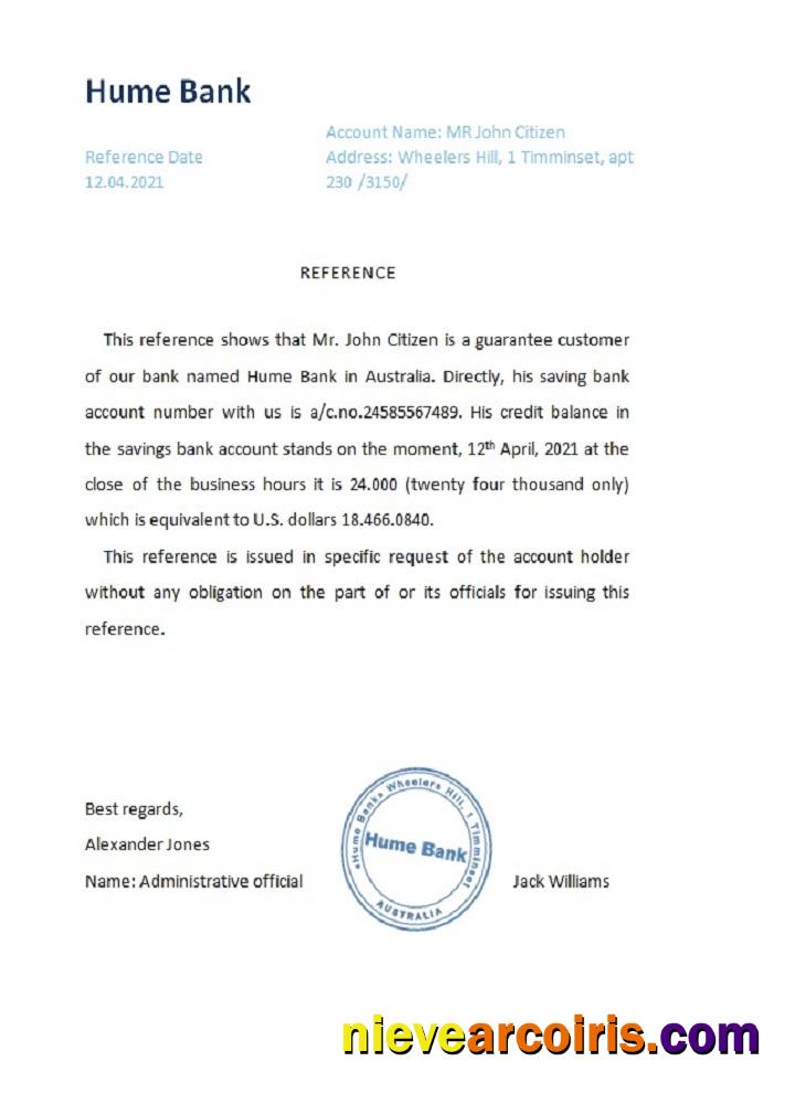 Australia Hume reference