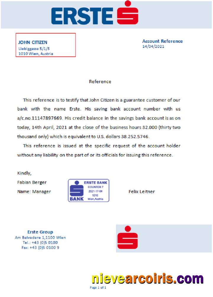 Austria Erste reference