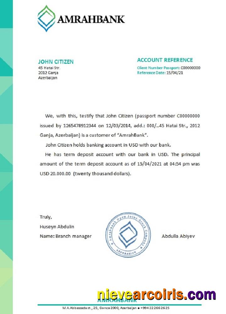 Azerbaijan Amrahbank reference
