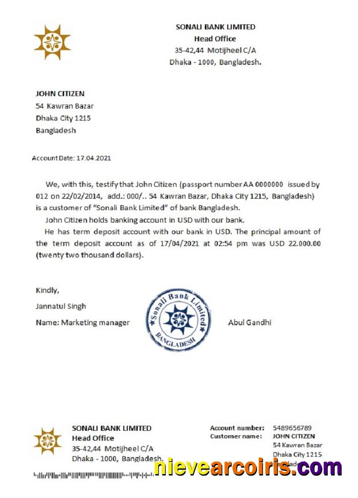 Bangladesh Sonali reference