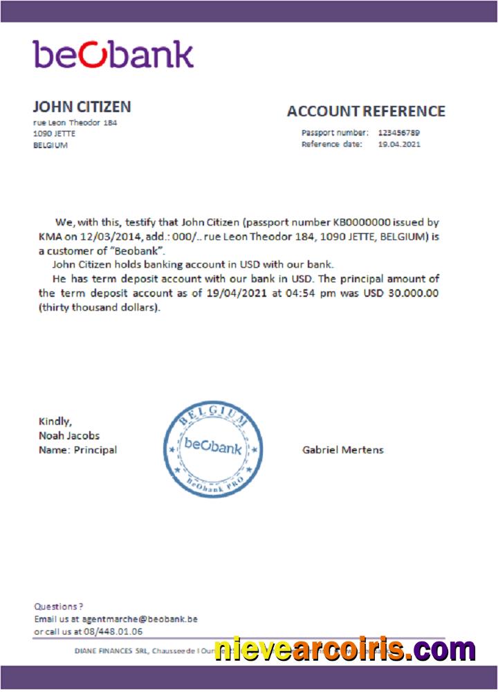 Belgium Beobank reference