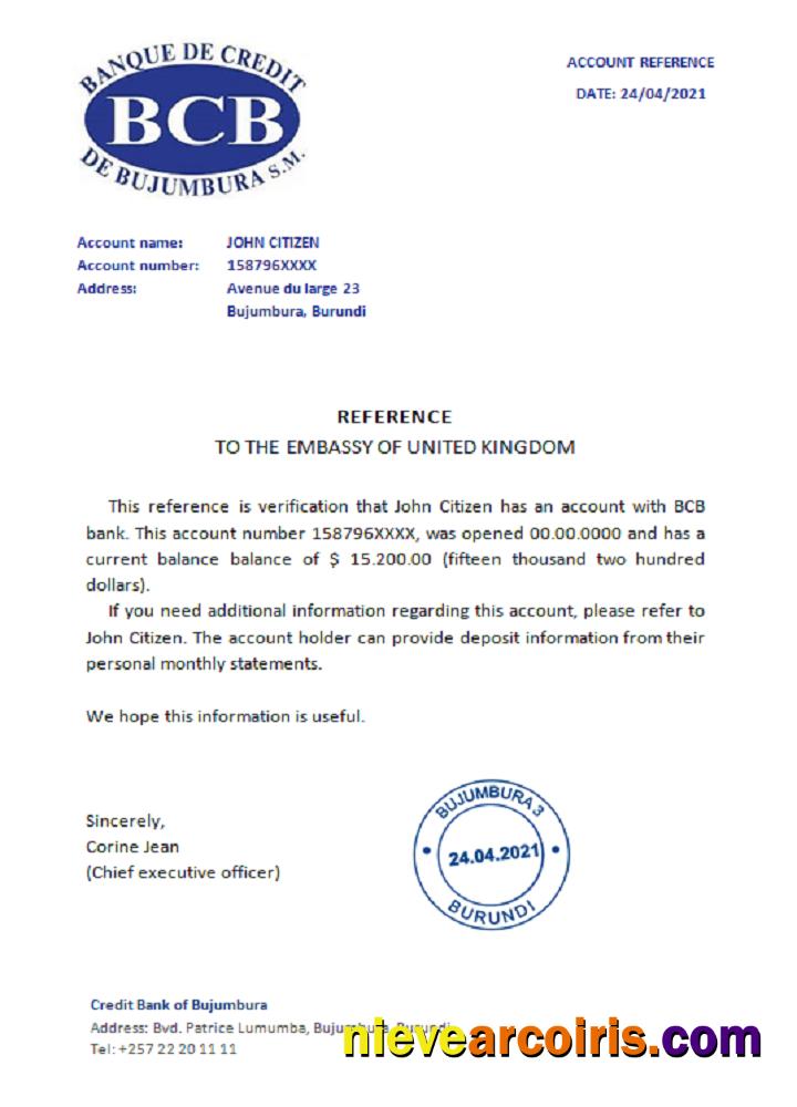 Bujumbura Creditbank reference