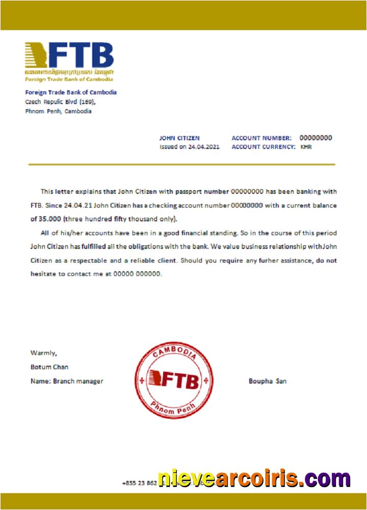 Cambodia Foreigntradebank reference