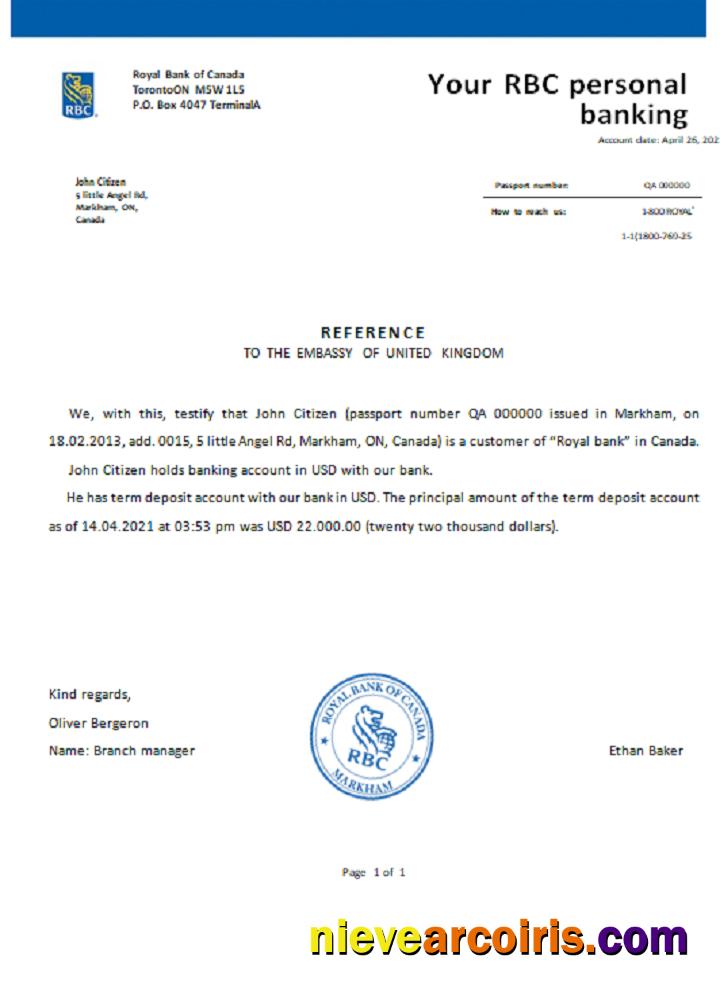 Canada RBC reference