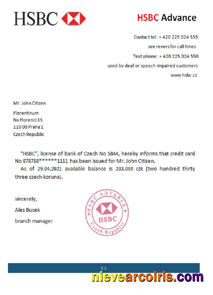 Czech HSBC reference