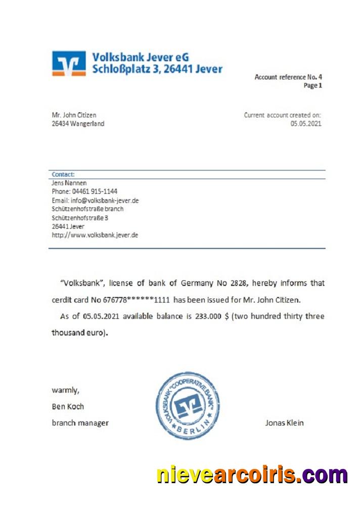 Germany Volksbank reference