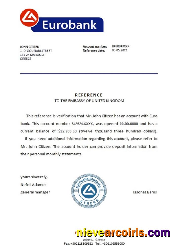 Greece Eurobank reference