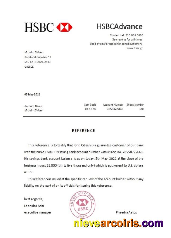Greece HSBC reference