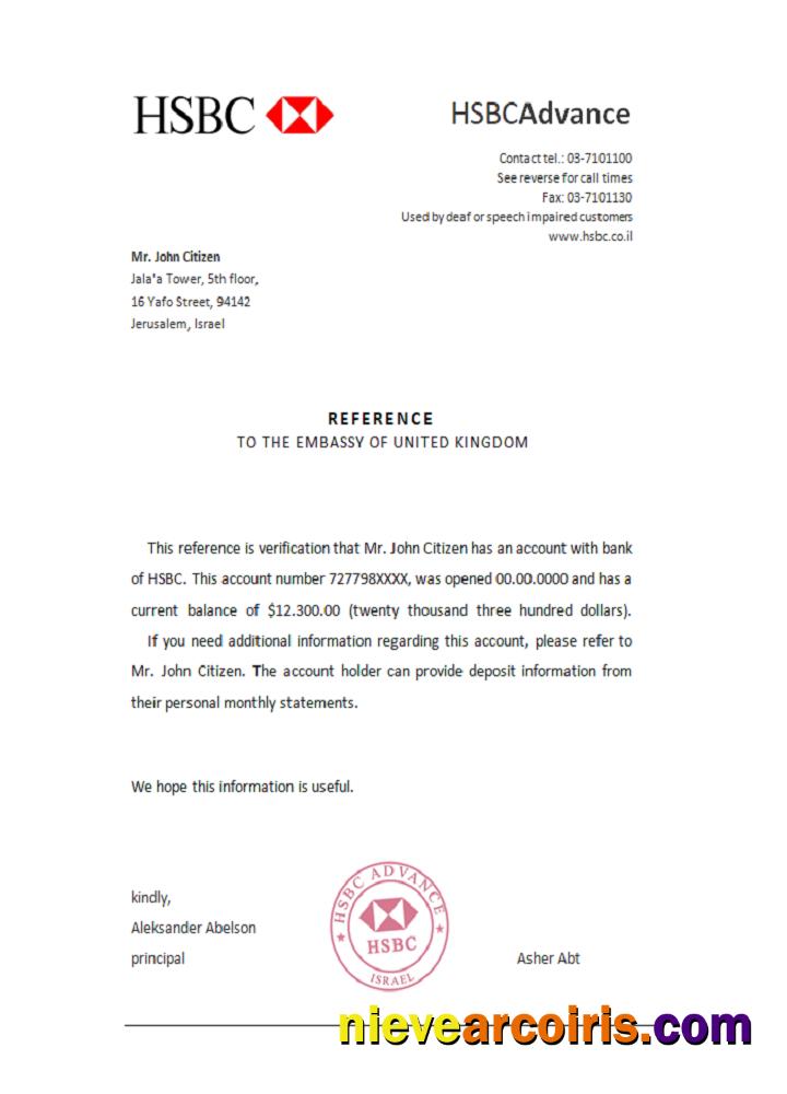 Israel HSBC reference