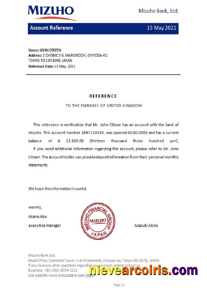 Japan Mizuho reference