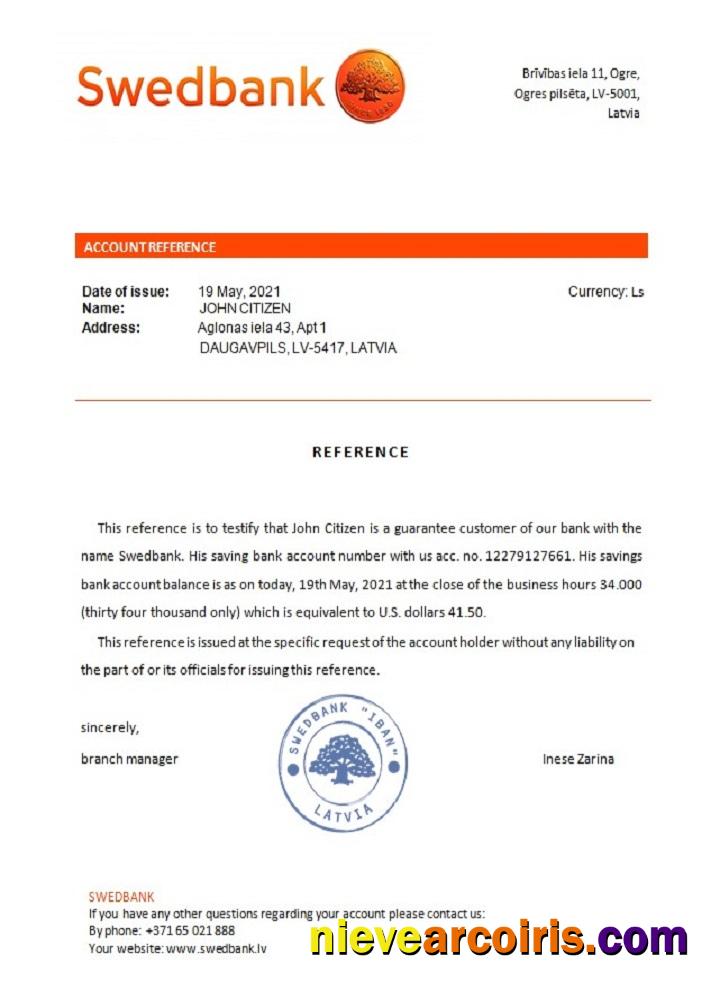 Latvia Swedbank reference