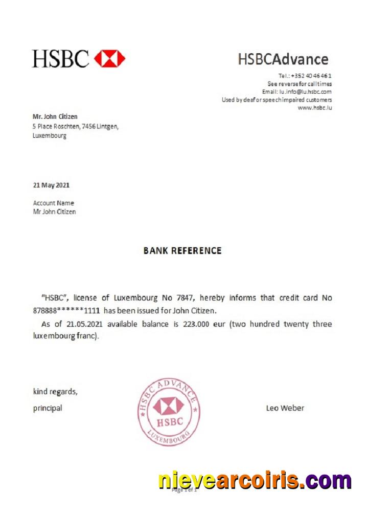 Luxembourg HSBC reference