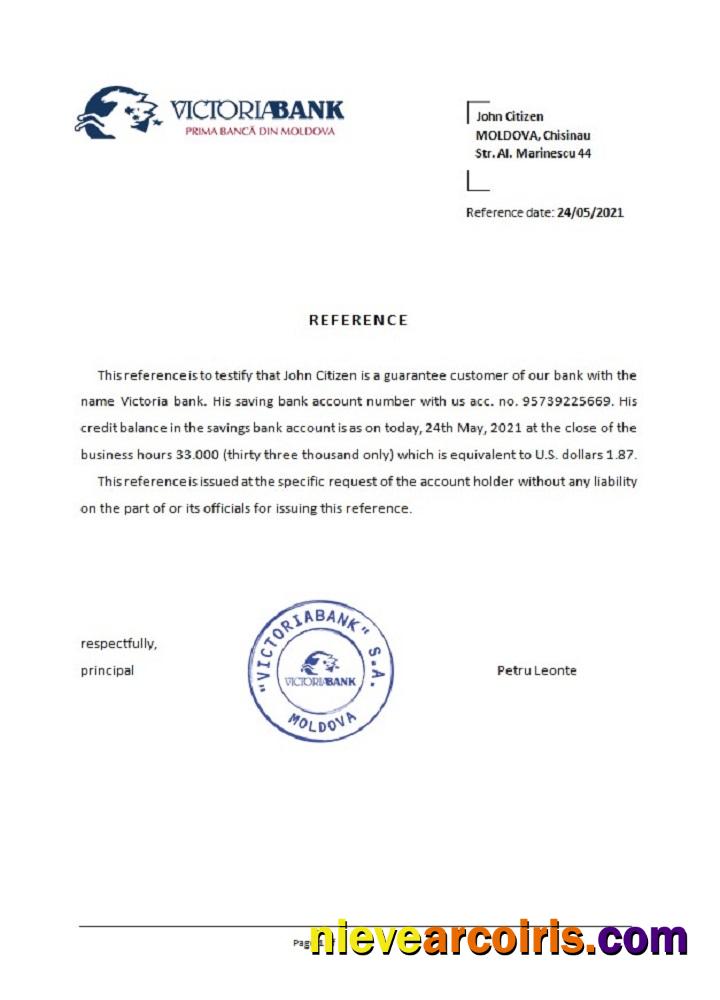 Moldova Victoriabank reference