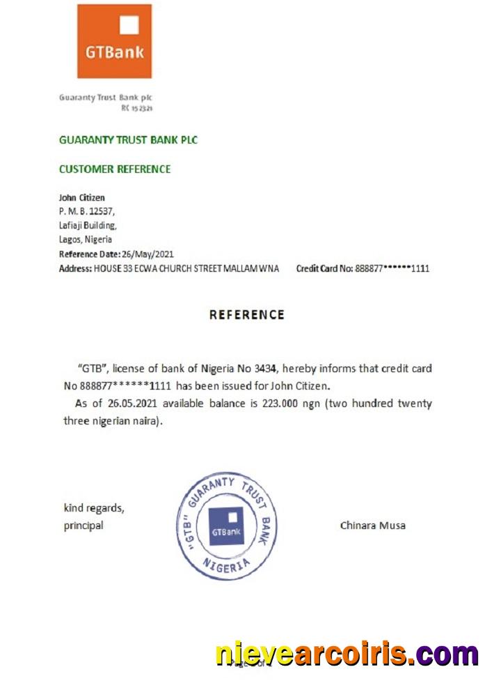 Nigeria GTBank reference
