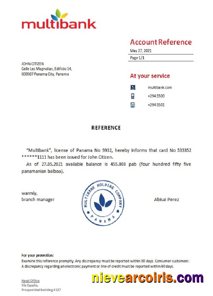 Panama Multibank reference