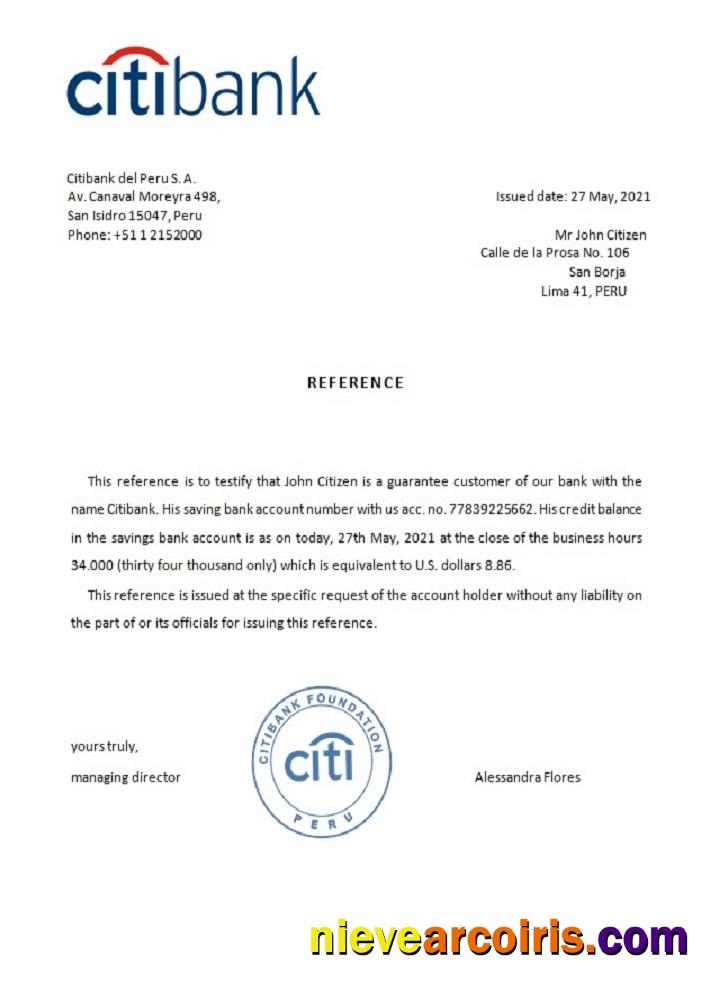 Peru Citibank reference