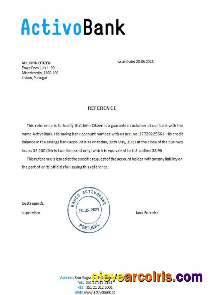Portugal Activobank reference