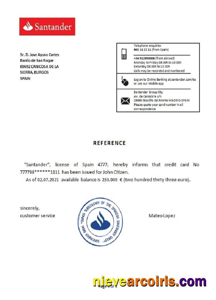 Spain Santander reference