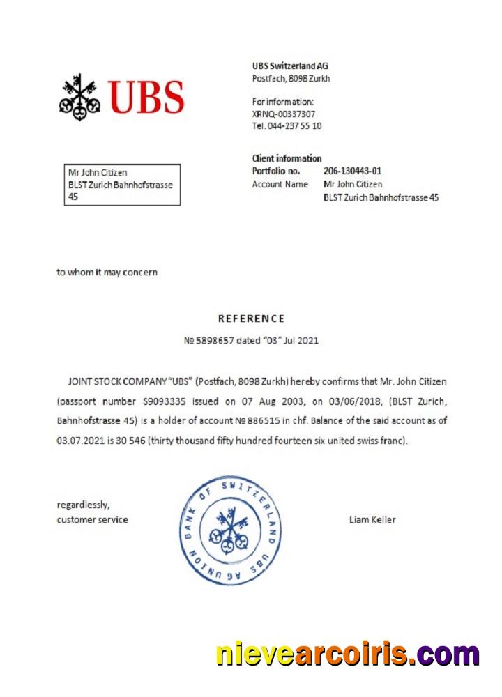 Switzerland UBS reference