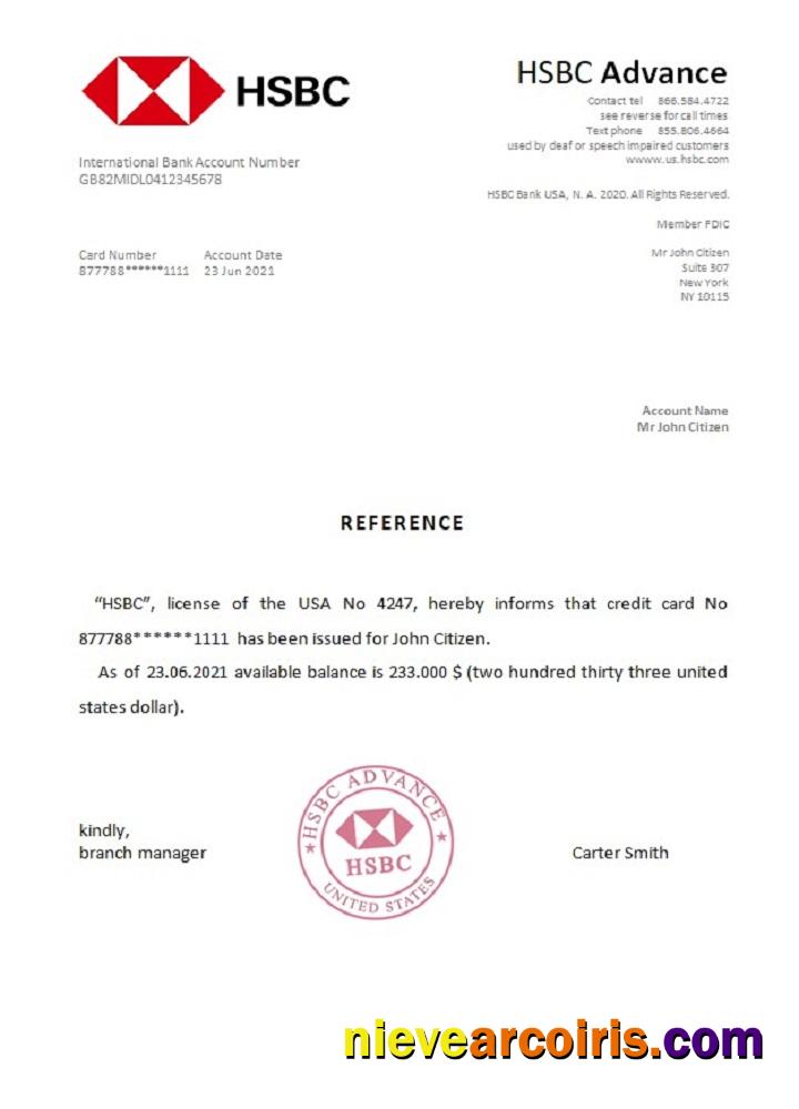USA HSBC reference