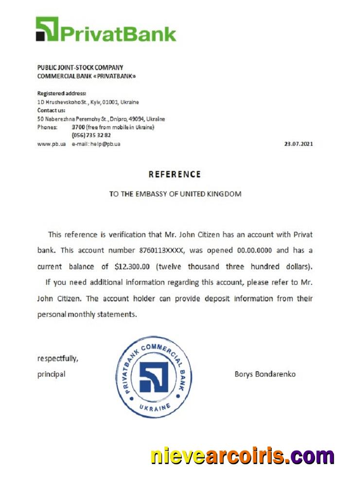 Ukraine Privatbank reference